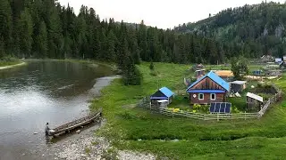 Far From Civilization In Russia. Remote Taiga Village without  roads and communication