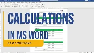 Calculations in Microsoft WORD (Subtract, Sum, Divide, Product)