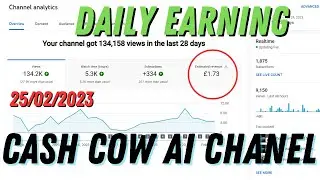 Cash Cow AI Youtube Channel Earning Proof - Make Money On Youtube Using AI