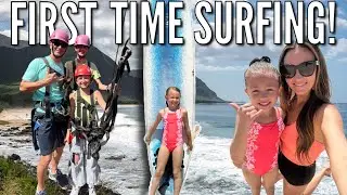 First Time Surfing Lessons in Hawaii! | Exploring the Beach and Ziplining in Tropical Oahu 🌴 ☀️