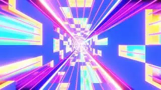 4K Futuristic Glowing Star Squares With Neon Light
