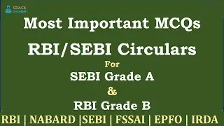 MCQs from RBI FAQs & Notifications for RBI Grade B & SEBI Grade A - Lecture 4