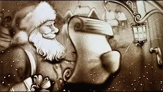Новогодняя открытка песком Санта Клаус Sand animation