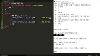 PLSQL Procedure to find given no is even or odd - Practical Demo in Oracle