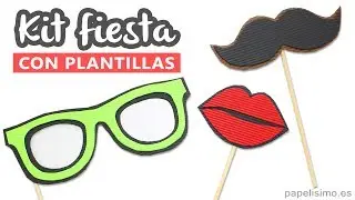 Complementos para photocall casero (gafas, bigote y labios beso)