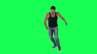 Criminal man and drug addict gangster with athletic body in green screen with tall height and dark