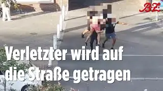 Schüsse in Schöneberg | Hier wird der Verletzte auf die Straße getragen