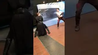 Markus vs Tim practice lightsaber fight