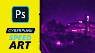 Tenerife in Cyberpunk Style | Speed Art (Photoshop) | Retro Wave 80's Back to the Future Night City