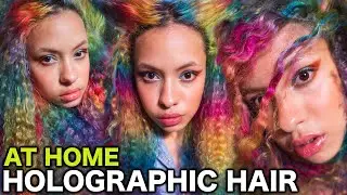 HOLOGRAPHIC HAIR TUTORIAL: Dying my Hair at Home - Dyed CURLY HAIR - Opal Hair -  RAINBOW Curly HAIR