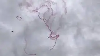 JCB Paint flag drop by the Red Devils Army Parachute Display Team at Royal Three Counties Show