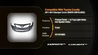 For Toyota Corolla Bumper Cover 2011 2012 2013 Front Primed CAPA