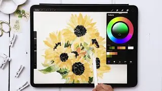 Paint Easy Watercolor Sunflowers in Procreate