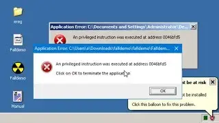 Application Error - An privileged instruction was executed at address