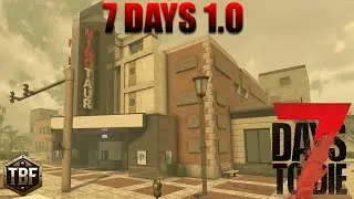 So many zombies!  7 DAYS TO DIE 1.0 Theater POI in the wasteland!