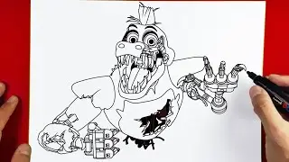 How to Draw Shattered Montgomery Gator FNAF | Five Nights At Freddys