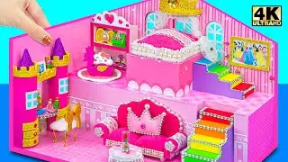 How To Make 2-Storey Pink Palace with Nice Castle for Hamster ❤️ DIY Miniature Cardboard House