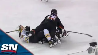 Bruins Pavel Zacha Pots Game-Tying Goal After Huge Collision Creates Space vs. Flames