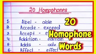 20 Homophone words l Homophones words in english l 20 homophones words in english l