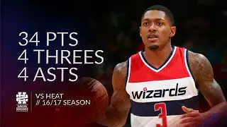 Bradley Beal 34 pts 4 threes 4 asts vs Heat 16/17 season