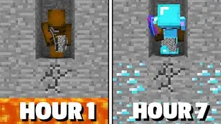 Digging Straight Down in Minecraft For 24 Hours...