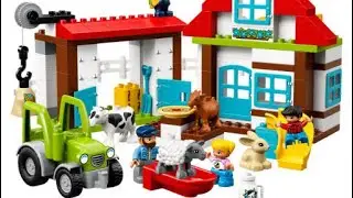 ИГРАЕМ LEGO Duplo ФЕРМА конструктор для малышей с домашними животными, фигурками и машинкой