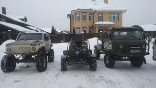 Утопаем в снегу. Нива на 38-х колесах. УАЗ головастик.