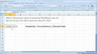 Finance Basics 12 - Perpetuity Calculation in Excel