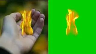 Green screen fire with sound. Burning green screen.