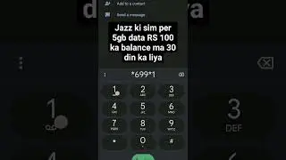 JAZZ KI SIM PER 5GB DATA RS100 KA BALANCE MA30 DIN KA LIYA#youtubeshorts