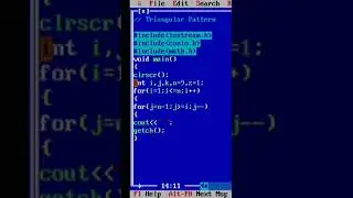 Equilateral number triangle Pattern in Turbo C++ Programming Language # Kanhaiya Kumar