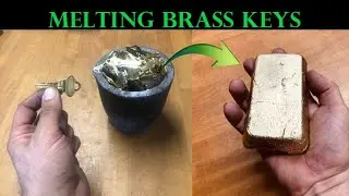Melting Brass Keys - Pouring Molten Brass - Scrap Brass to Stackable Bullion - ASMR Brass Melting