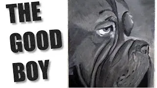 Oil painting time lapse of a Mastiff.