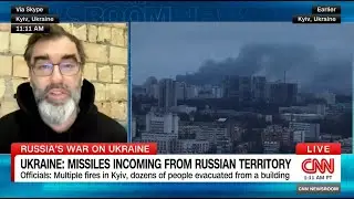 Massive air attack on Kyiv and Ukraine: drones, ballistic &hypersonic missiles. Buildings on fire.