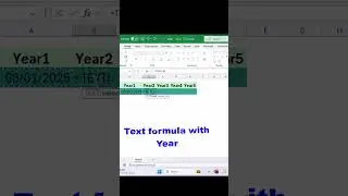 Text formula with year formula in excel 