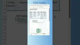 TOCOL Function in Microsoft Excel #exceltraining#excel #shorts