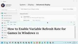 How to enable variable refresh rate for games using Settings