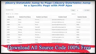 jQuery Datatable Jump to Page | jQuery DataTables Jump to a Specific Page with PHP Ajax