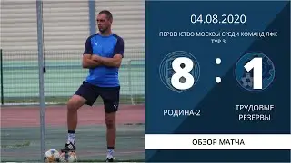 ПЕРВЕНСТВО МОСКВЫ СРЕДИ КОМАНД ЛФК | 04.08.2020 | Родина-2 — Трудовые Резервы | HIGHLIGHTS