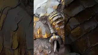 Живописный слон в рельефе. Барельеф.
