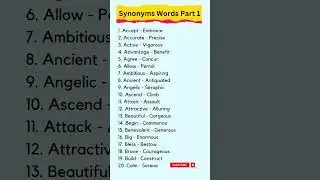 Synonyms Part 1 | Similar Words List 