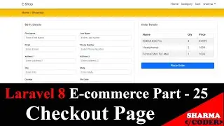 Laravel 8 E-com Part-25 | How to make Checkout page in laravel | Show order items in checkout page