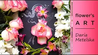 Little fairy in a flower arrangement. Flower's art. Фея в цветах