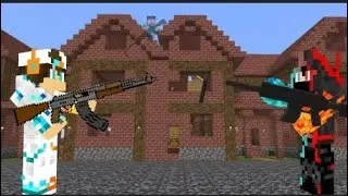 Играю в стрелялки вместе с другом Димой в Майнкрафт