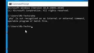 'php' is not recognized as an internal or external command, operable program or batch file.