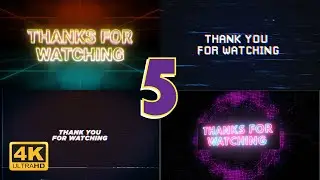 5 Thanks for Watching [4K] Text Glitch Neon Effects for Video Games Screen | Template | No Copyright