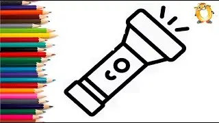 How to draw a torch. Coloring page/Drawing and painting for kids. Learn colors.