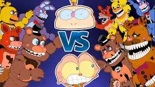 Mongo e Drongo em FNAF 1 Contra FNAF 4 - Five Nights at Freddy's em desenho animado