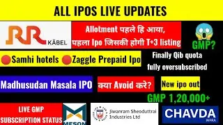 RR KABEL IPO LISTING CHANGE 🔴SAMHI HOTEL & ZAGGLE IPO FINAL DATA🔴ALL IPOS LIVE UPDATES &GMP 