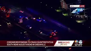 Coroner responding to crash on Interstate 85 southbound